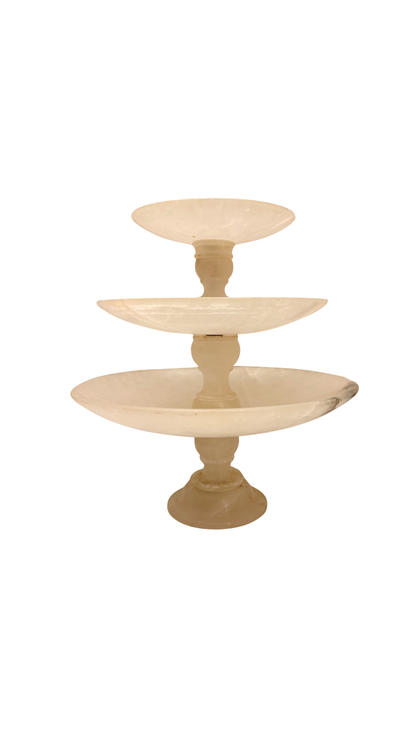 French Alabaster Three-Tier Compote