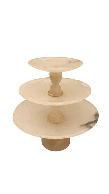 French Alabaster Three-Tier Compote