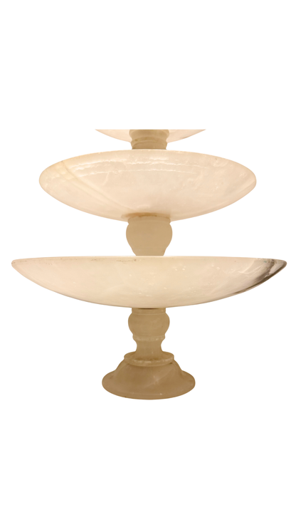 French Alabaster Three-Tier Compote
