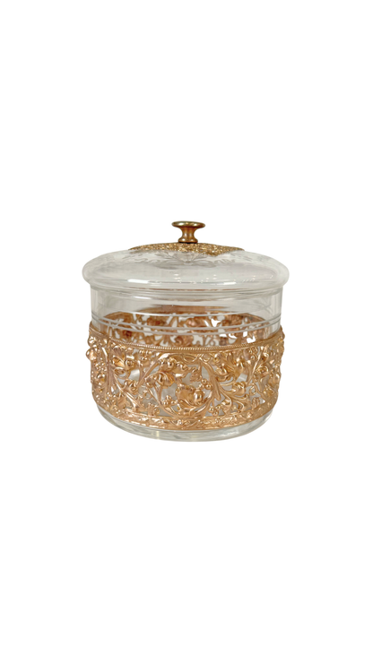 Gilt Filigree Covered Glass Bonbonnière