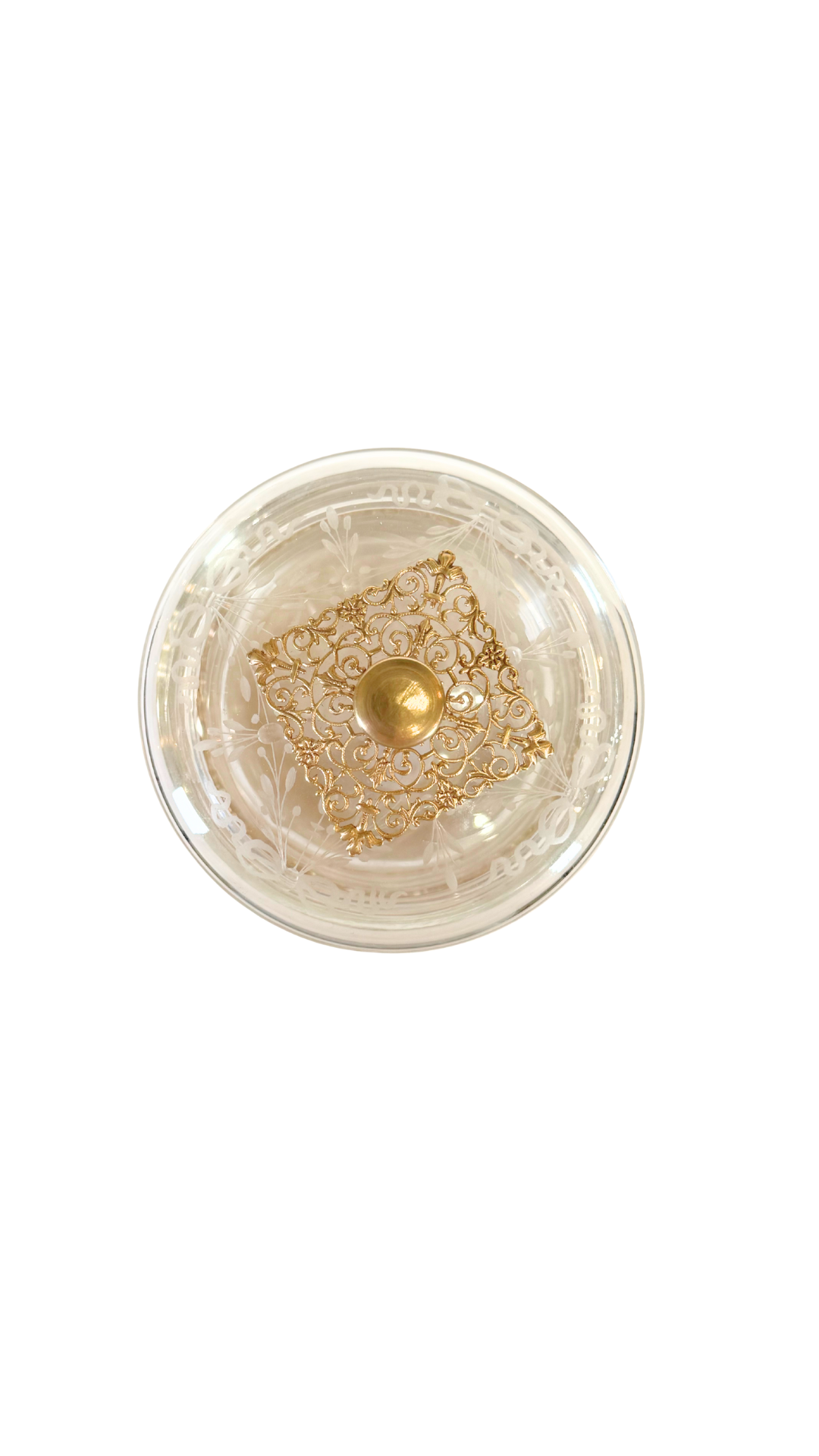 Gilt Filigree Covered Glass Bonbonnière