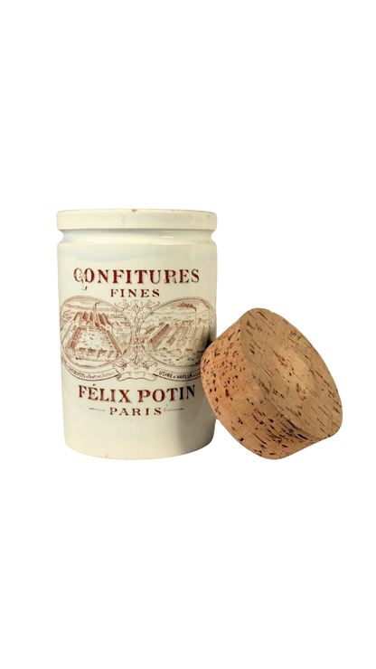 Antique French Félix Potin Confiture Jar with Cork Lid