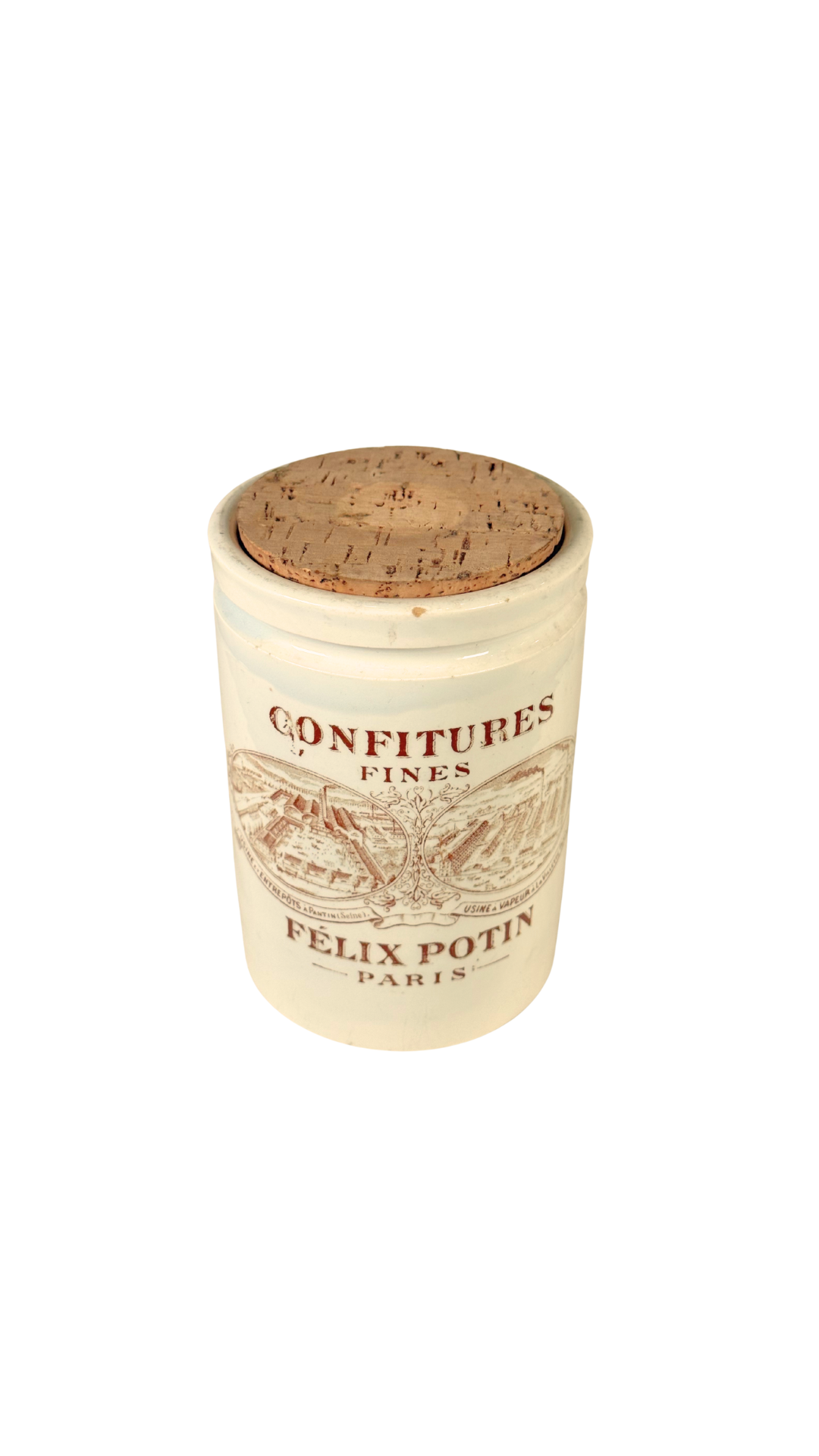 Antique French Félix Potin Confiture Jar with Cork Lid