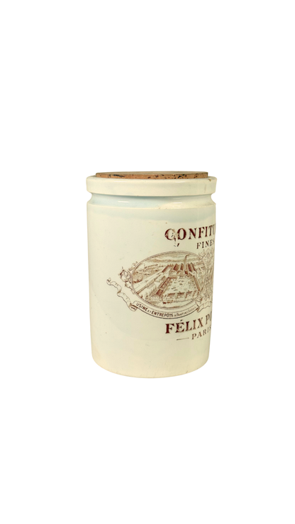 Antique French Félix Potin Confiture Jar with Cork Lid