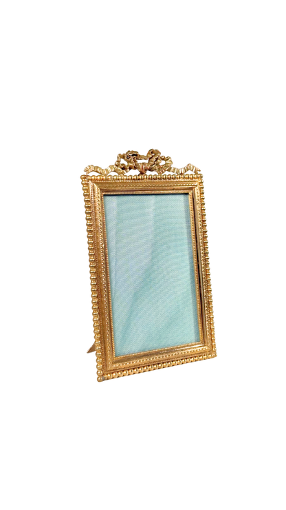 Antique French Gilt Frame with Ribbon Crest