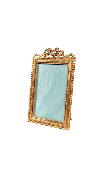Antique French Gilt Frame with Ribbon Crest