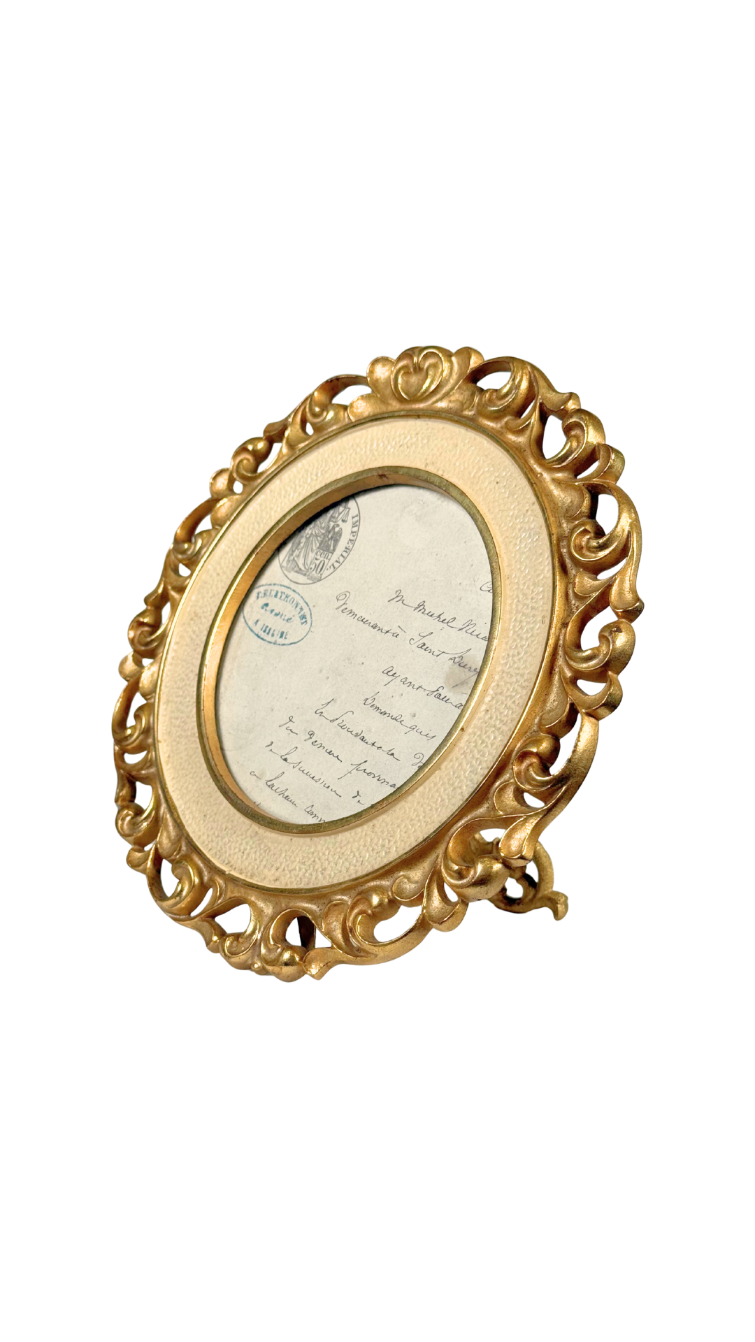 Oval Gilt Bronze Standing Frame