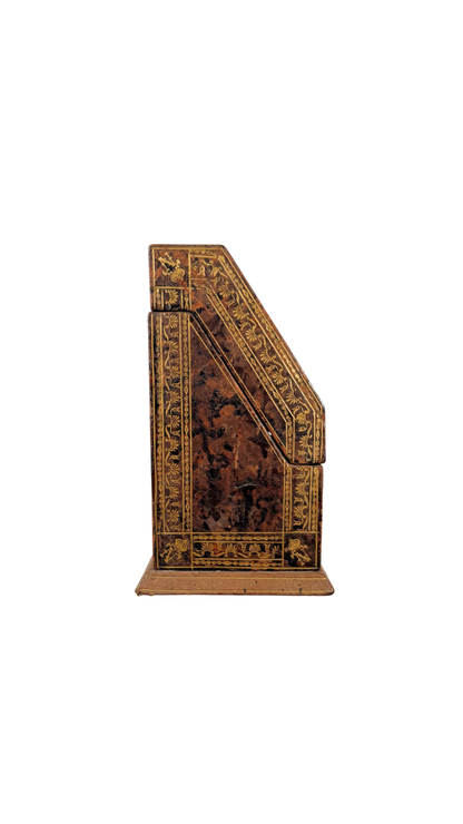 Antique Gilt-Tooled Leather Desk Organizer