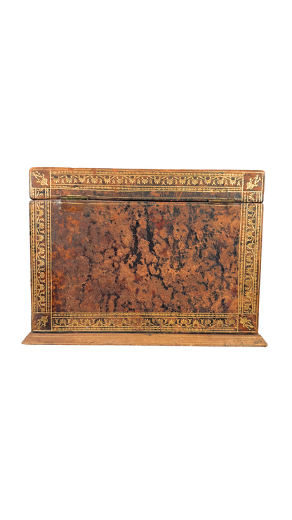 Antique Gilt-Tooled Leather Desk Organizer