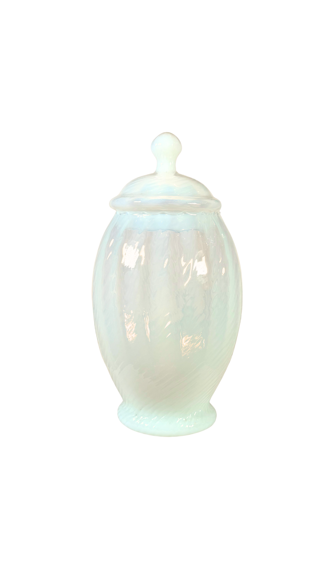 French Opaline Glass Lidded Jar