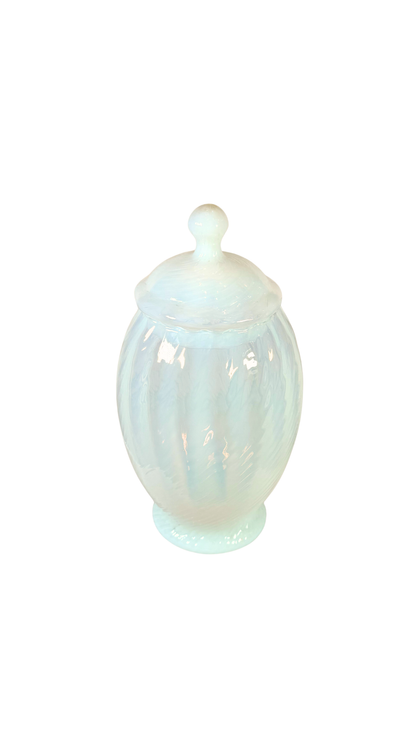 French Opaline Glass Lidded Jar