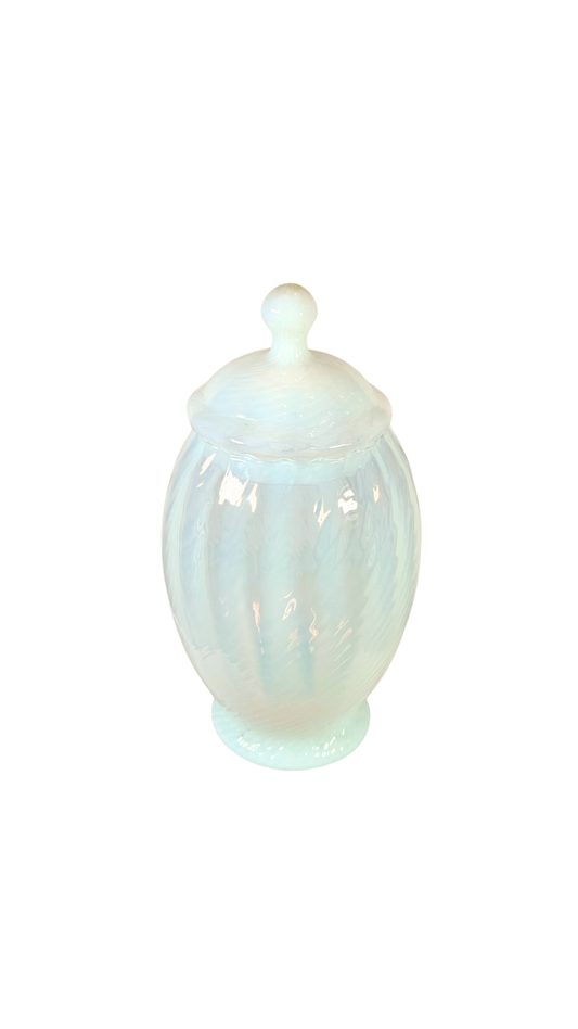French Opaline Glass Lidded Jar
