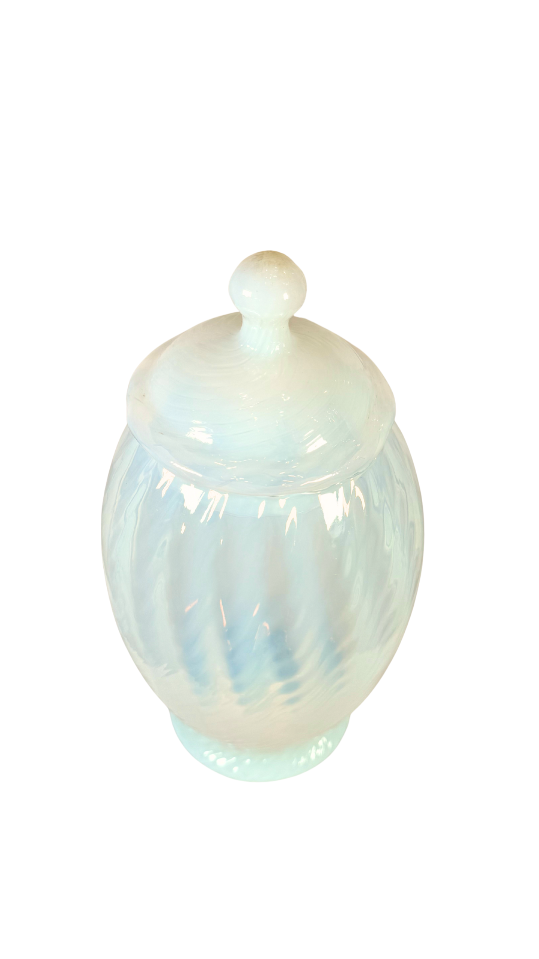 French Opaline Glass Lidded Jar