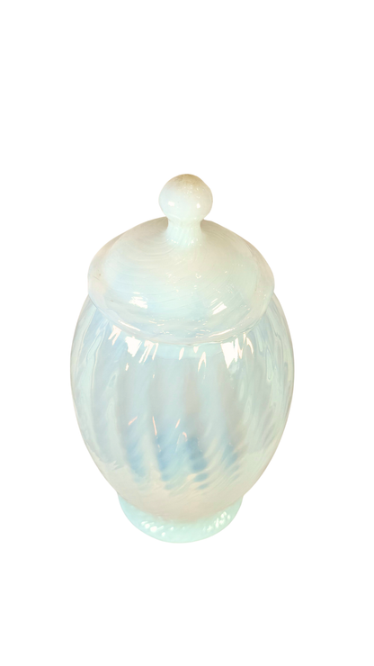 French Opaline Glass Lidded Jar