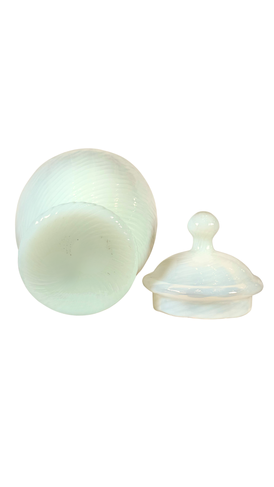 French Opaline Glass Lidded Jar