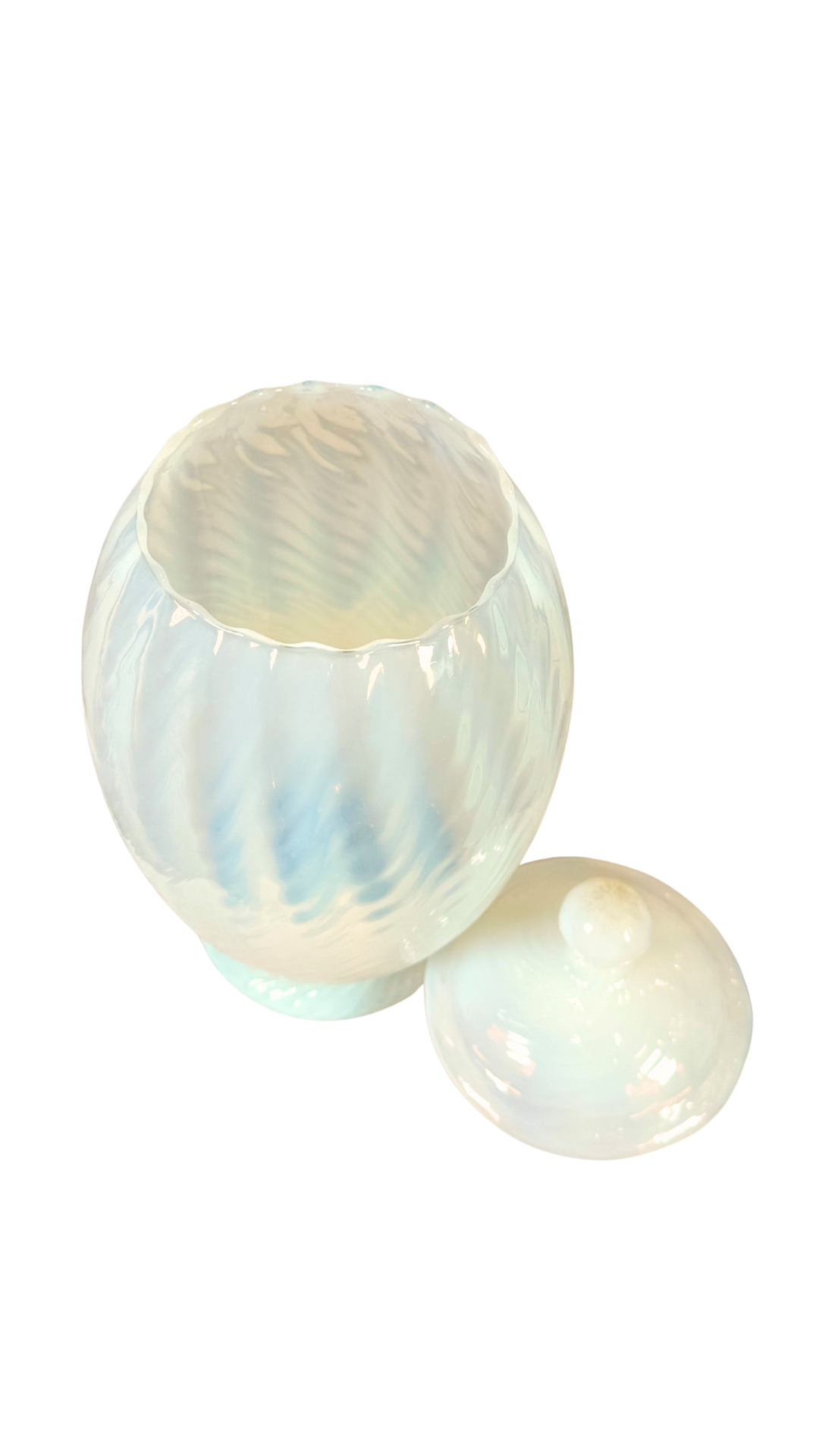 French Opaline Glass Lidded Jar