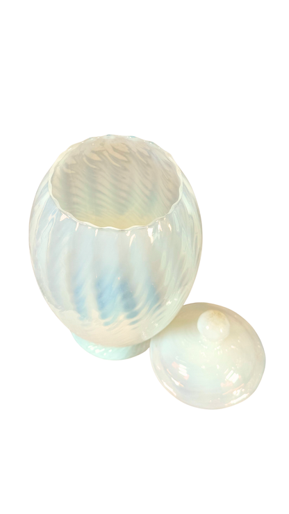 French Opaline Glass Lidded Jar