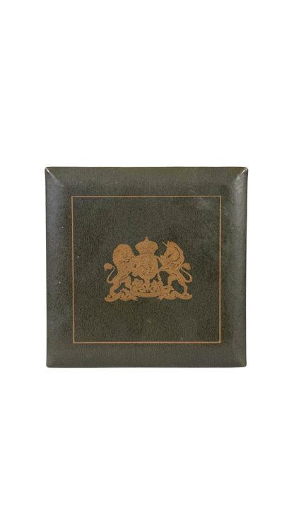 Vintage Gilt-Stamped Leather Coaster Set