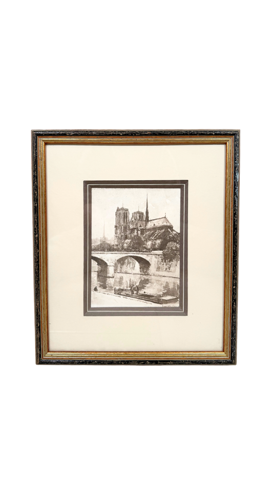 French Etching of Notre-Dame, Paris