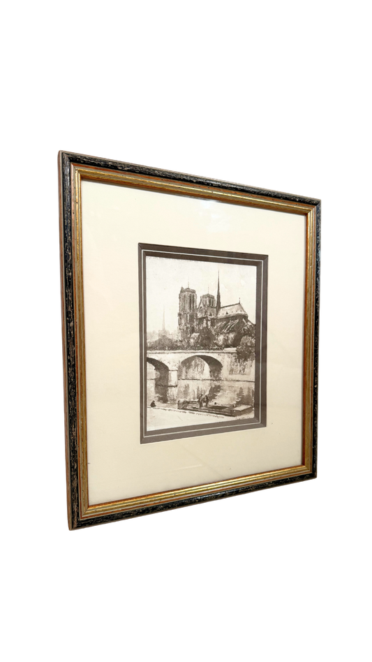 French Etching of Notre-Dame, Paris