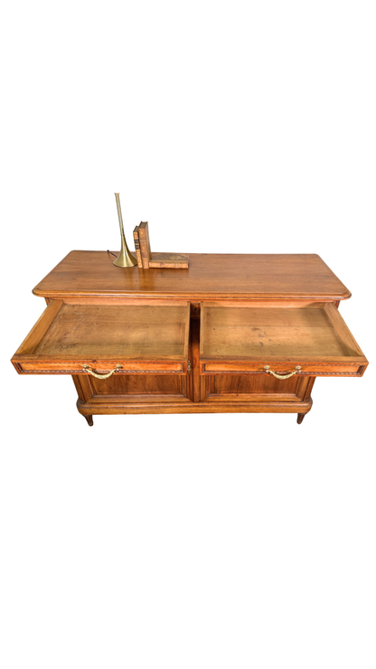 French Walnut Buffet with Carved Garland Doors