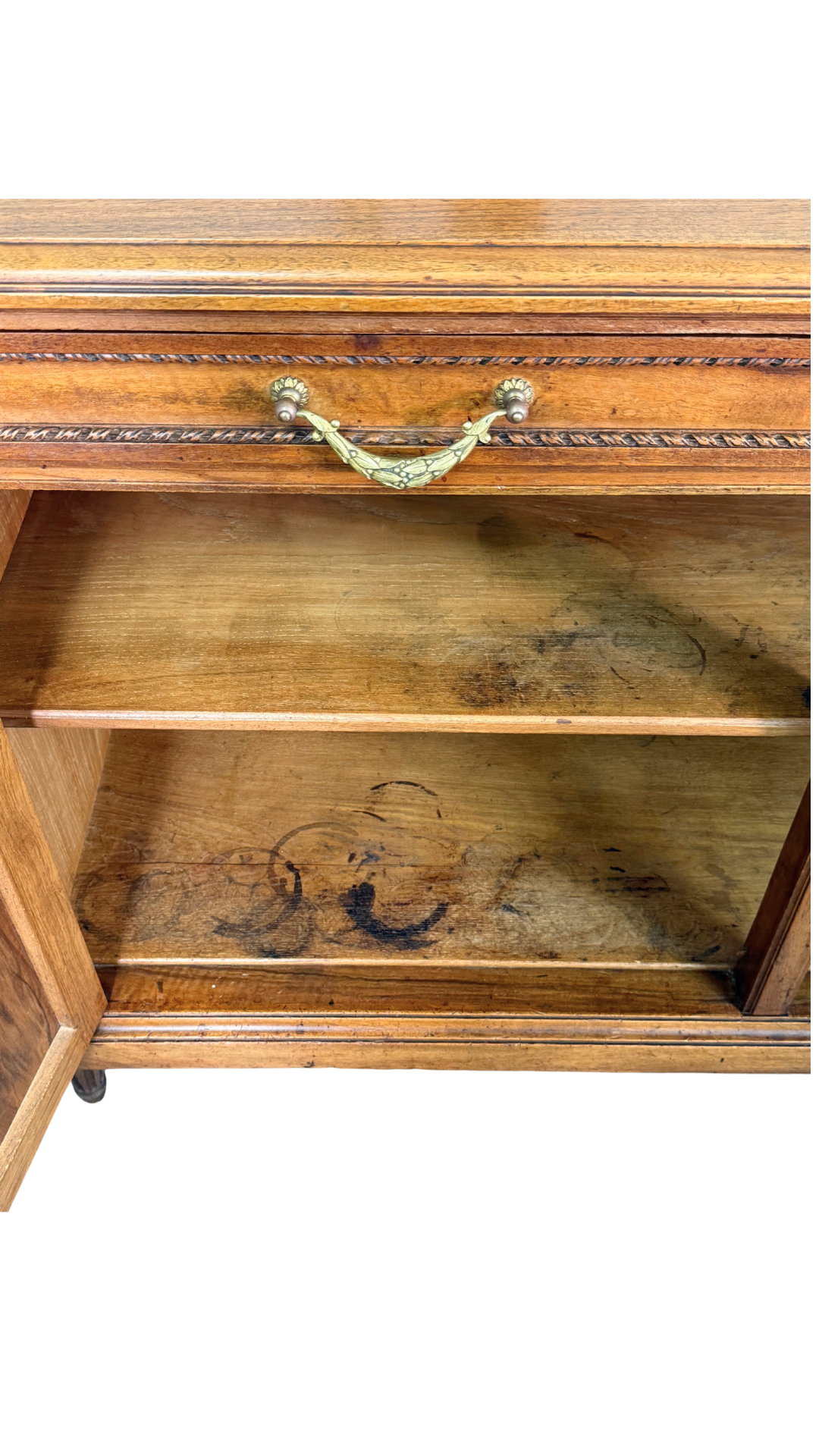 French Walnut Buffet with Carved Garland Doors