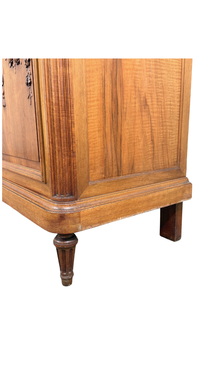 French Walnut Buffet with Carved Garland Doors