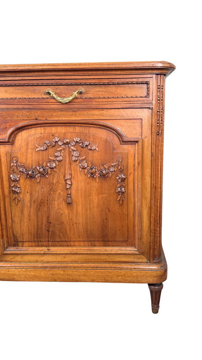 French Walnut Buffet with Carved Garland Doors