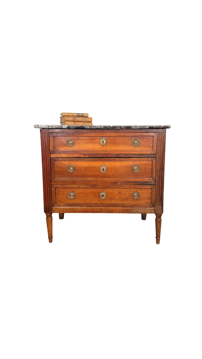 Petite French Walnut Commode with Marble Top