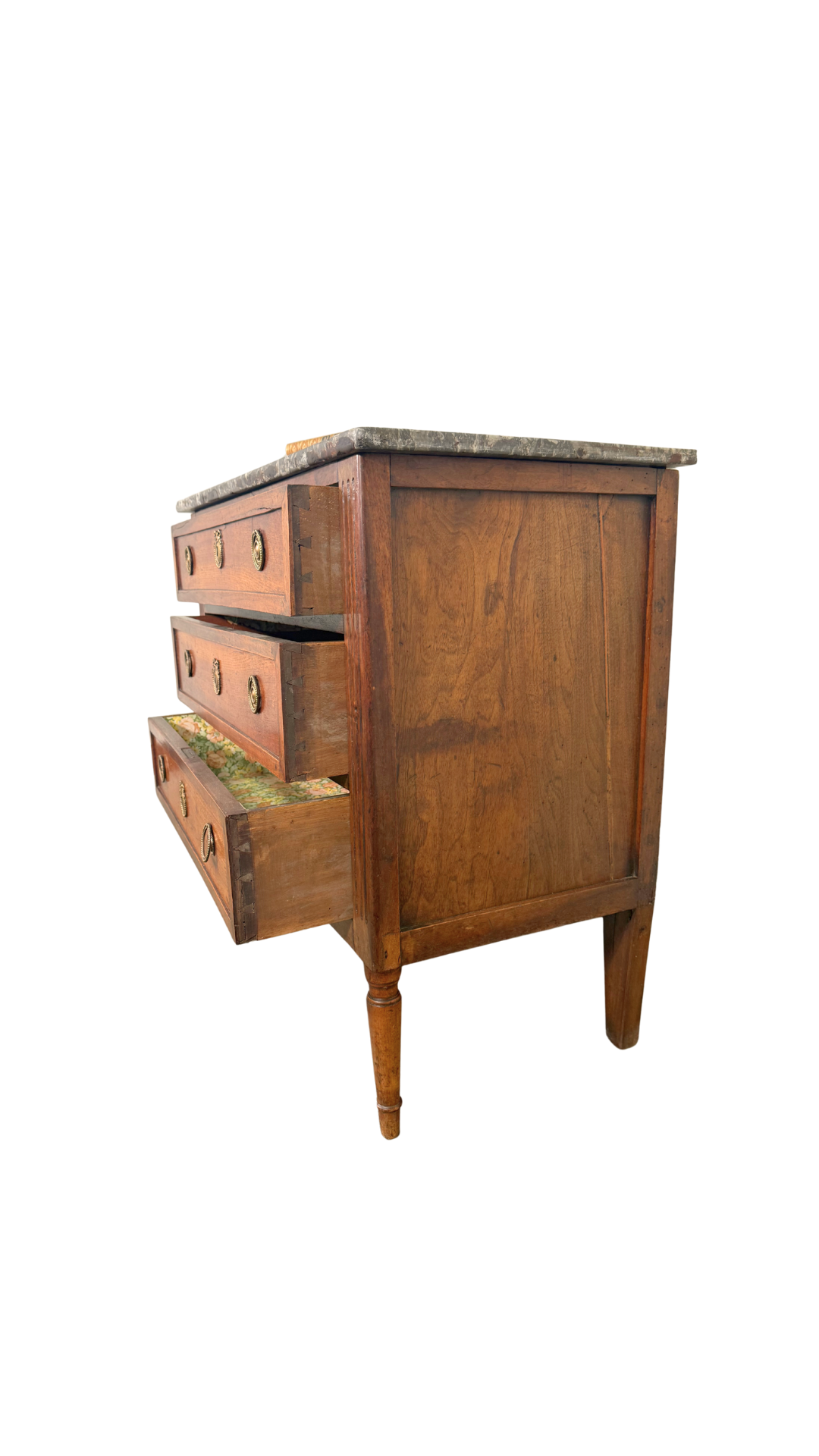Petite French Walnut Commode with Marble Top