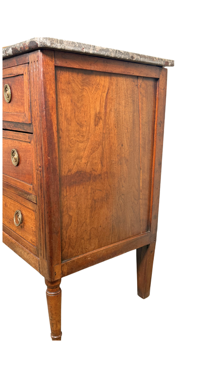 Petite French Walnut Commode with Marble Top