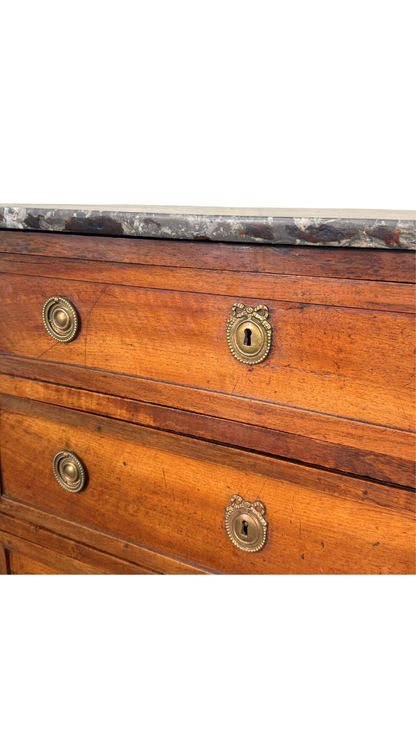 Petite French Walnut Commode with Marble Top