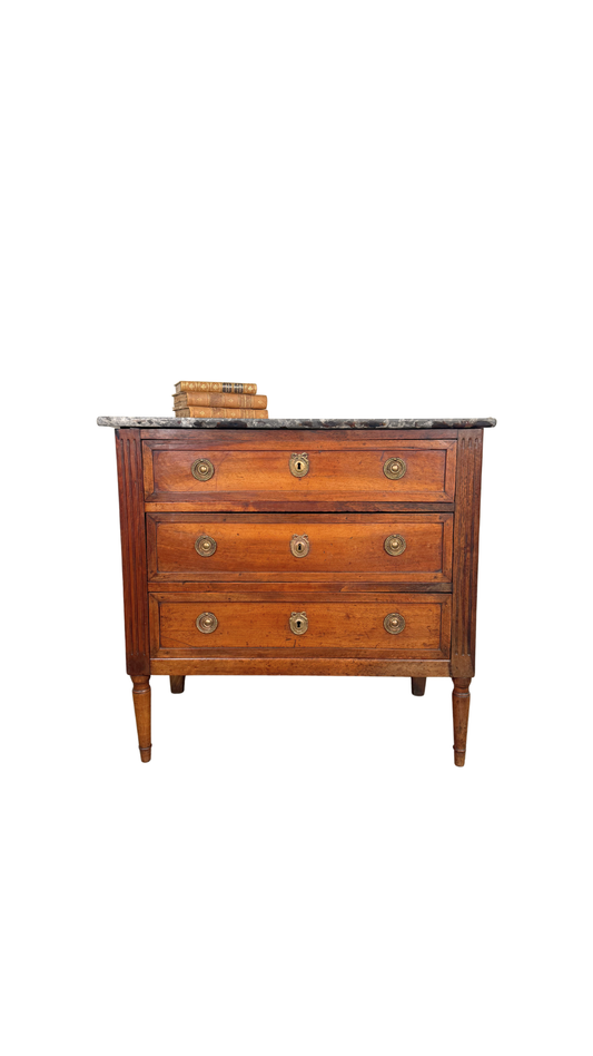 Petite French Walnut Commode with Marble Top