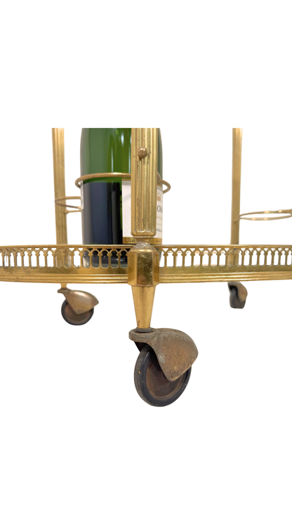 French Brass & Glass Oval Bar Cart