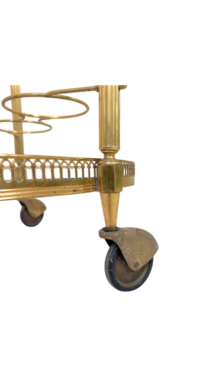 French Brass & Glass Oval Bar Cart