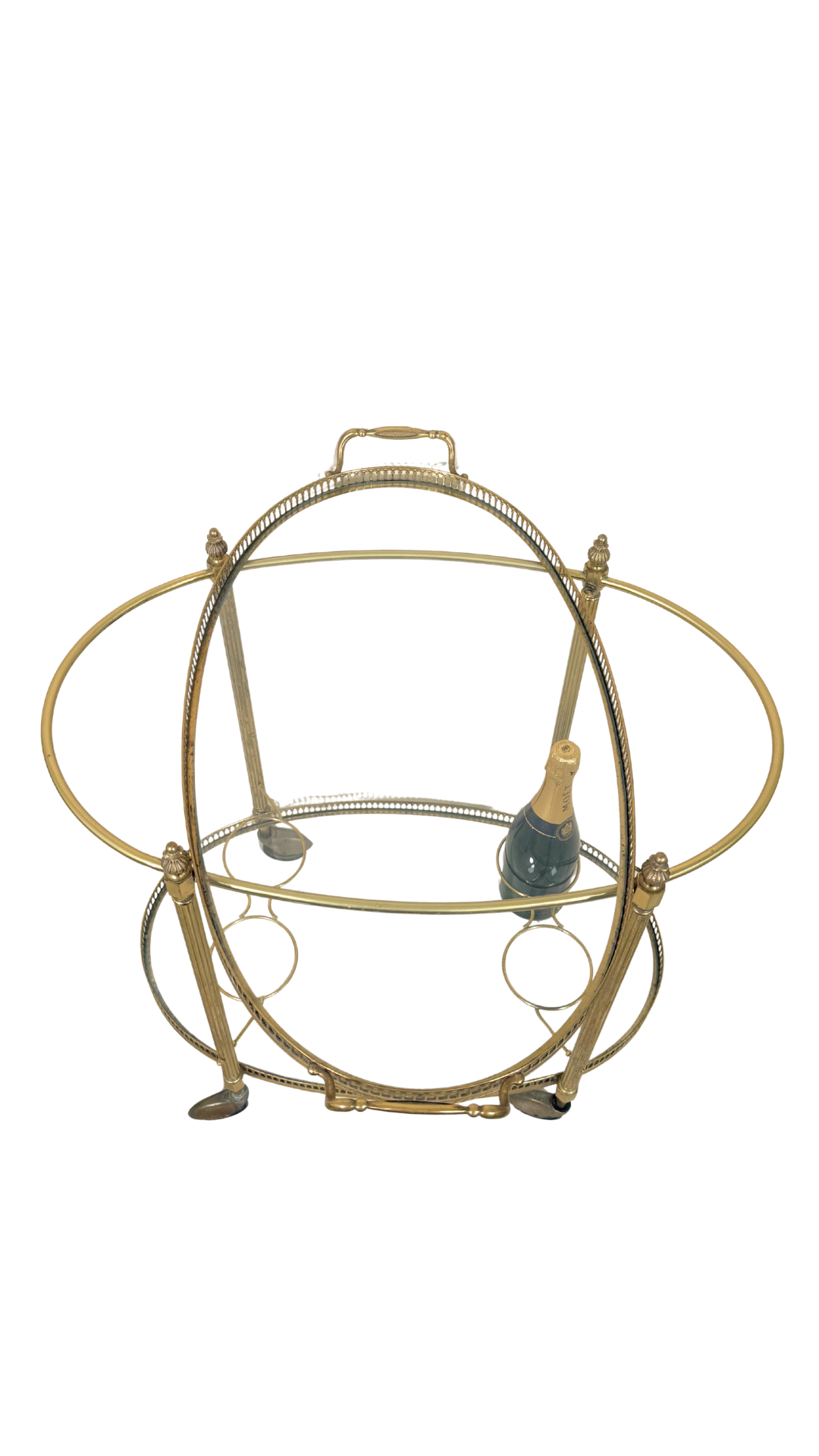 French Brass & Glass Oval Bar Cart