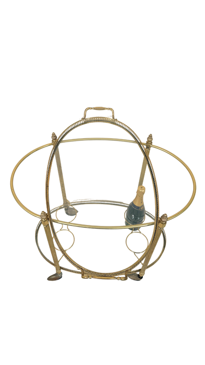 French Brass & Glass Oval Bar Cart