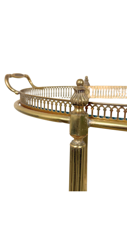 French Brass & Glass Oval Bar Cart
