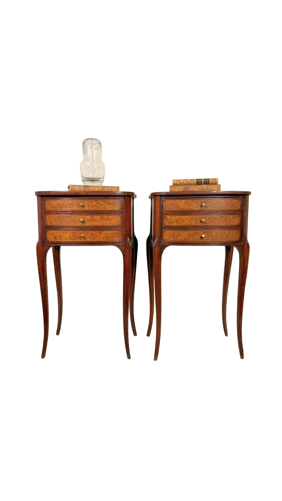 Louis XV–Style Nightstands with Burl Veneer Panels