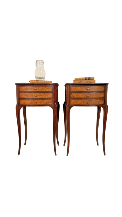 Louis XV–Style Nightstands with Burl Veneer Panels