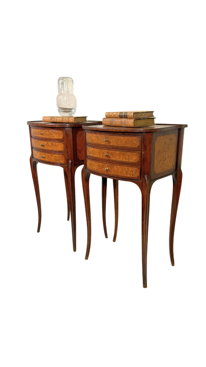 Louis XV–Style Nightstands with Burl Veneer Panels