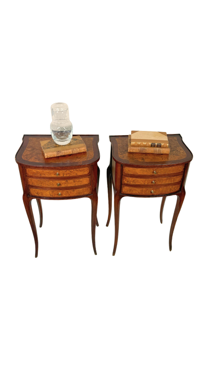 Louis XV–Style Nightstands with Burl Veneer Panels