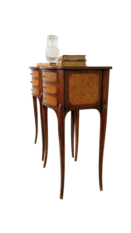 Louis XV–Style Nightstands with Burl Veneer Panels