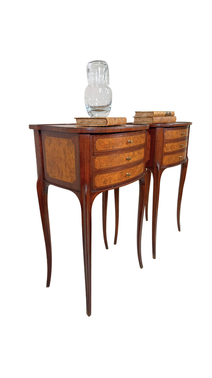 Louis XV–Style Nightstands with Burl Veneer Panels