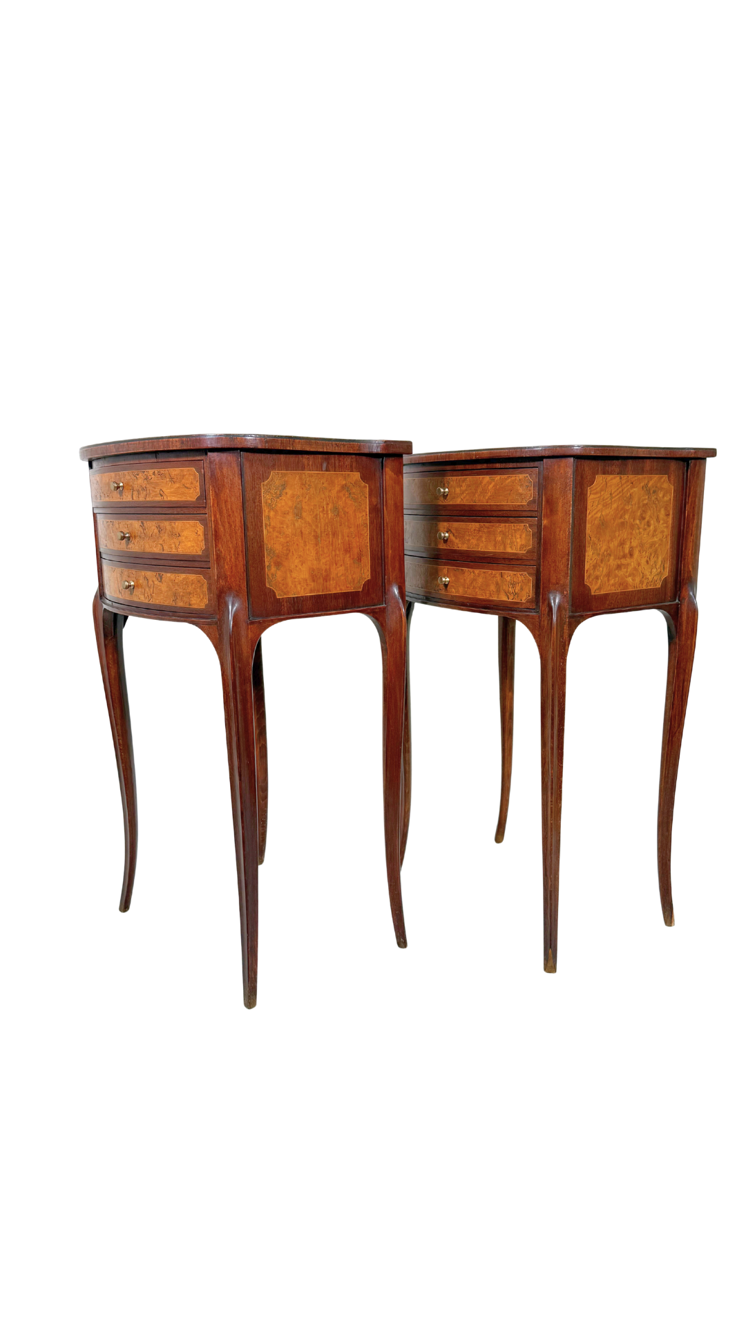 Louis XV–Style Nightstands with Burl Veneer Panels