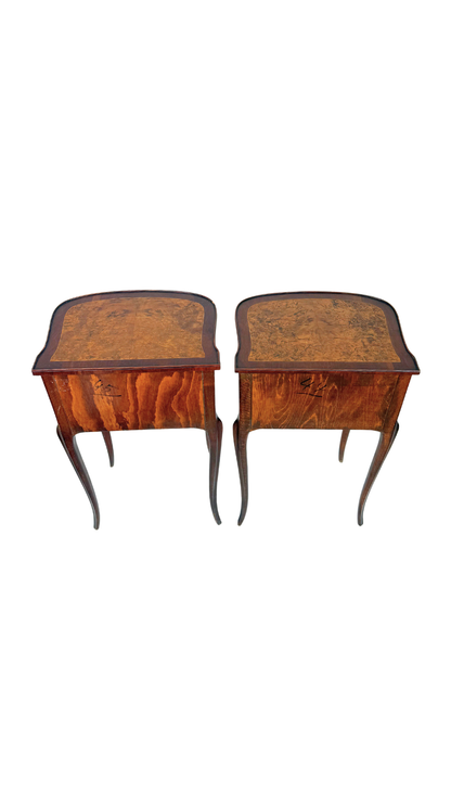 Louis XV–Style Nightstands with Burl Veneer Panels