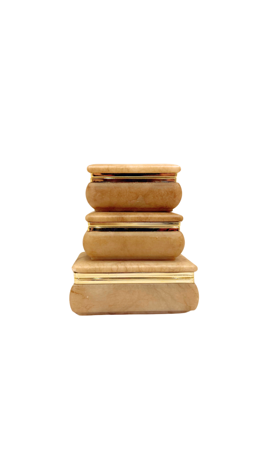 Set of Three Alabaster Boxes
