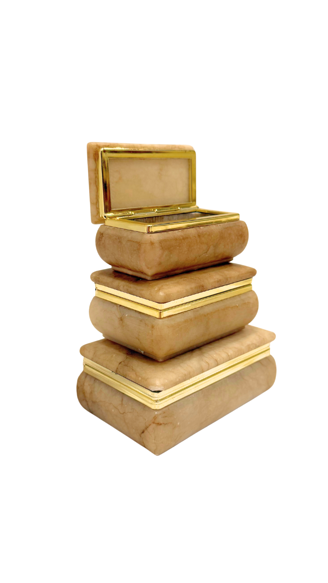 Set of Three Alabaster Boxes