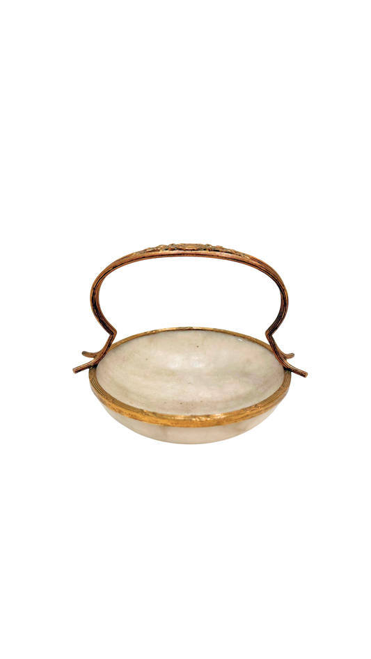 Alabaster Basket with Gilt Bronze Handle