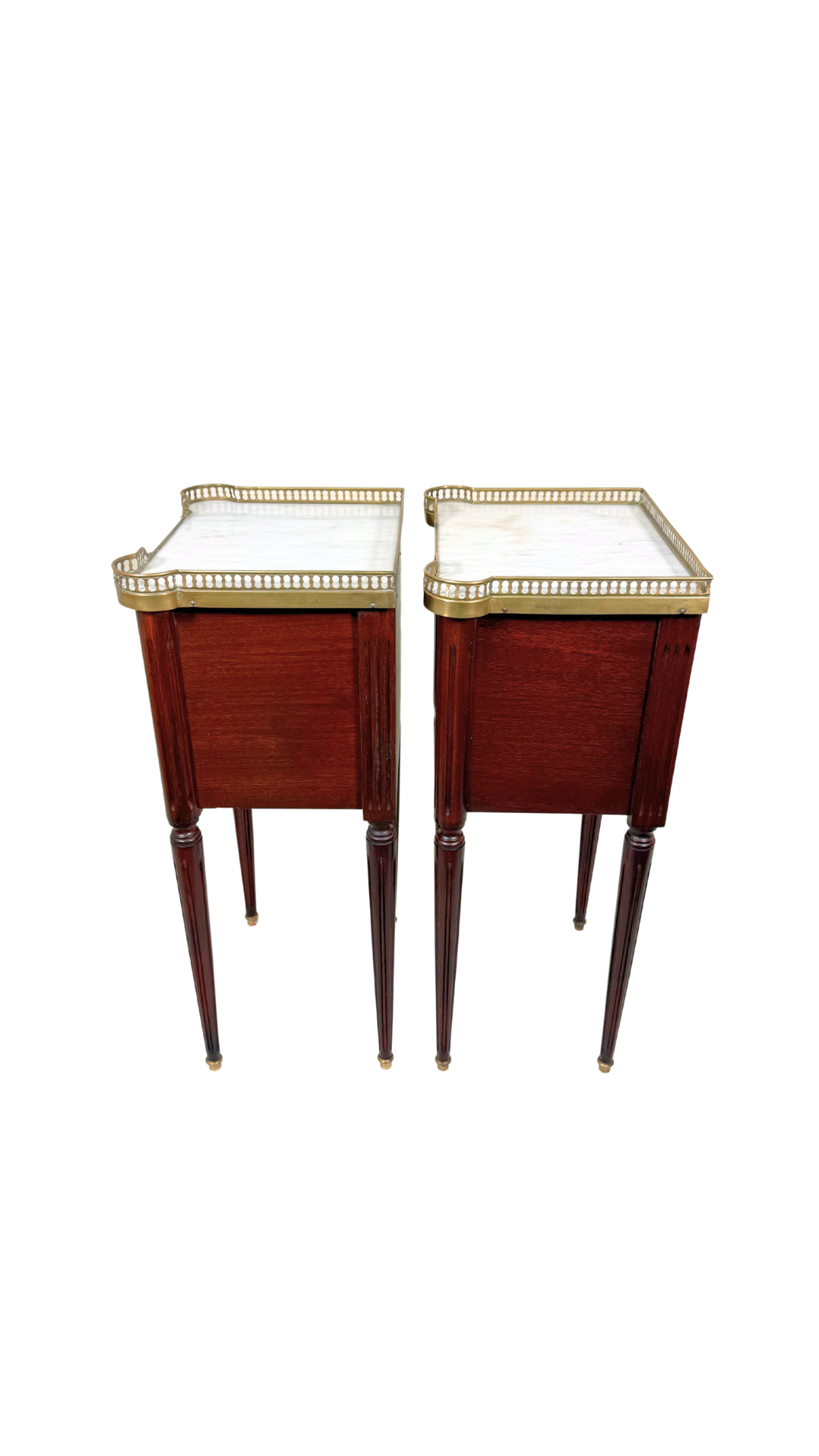 Pair of Louis XVI Marble-Top Bedside Tables
